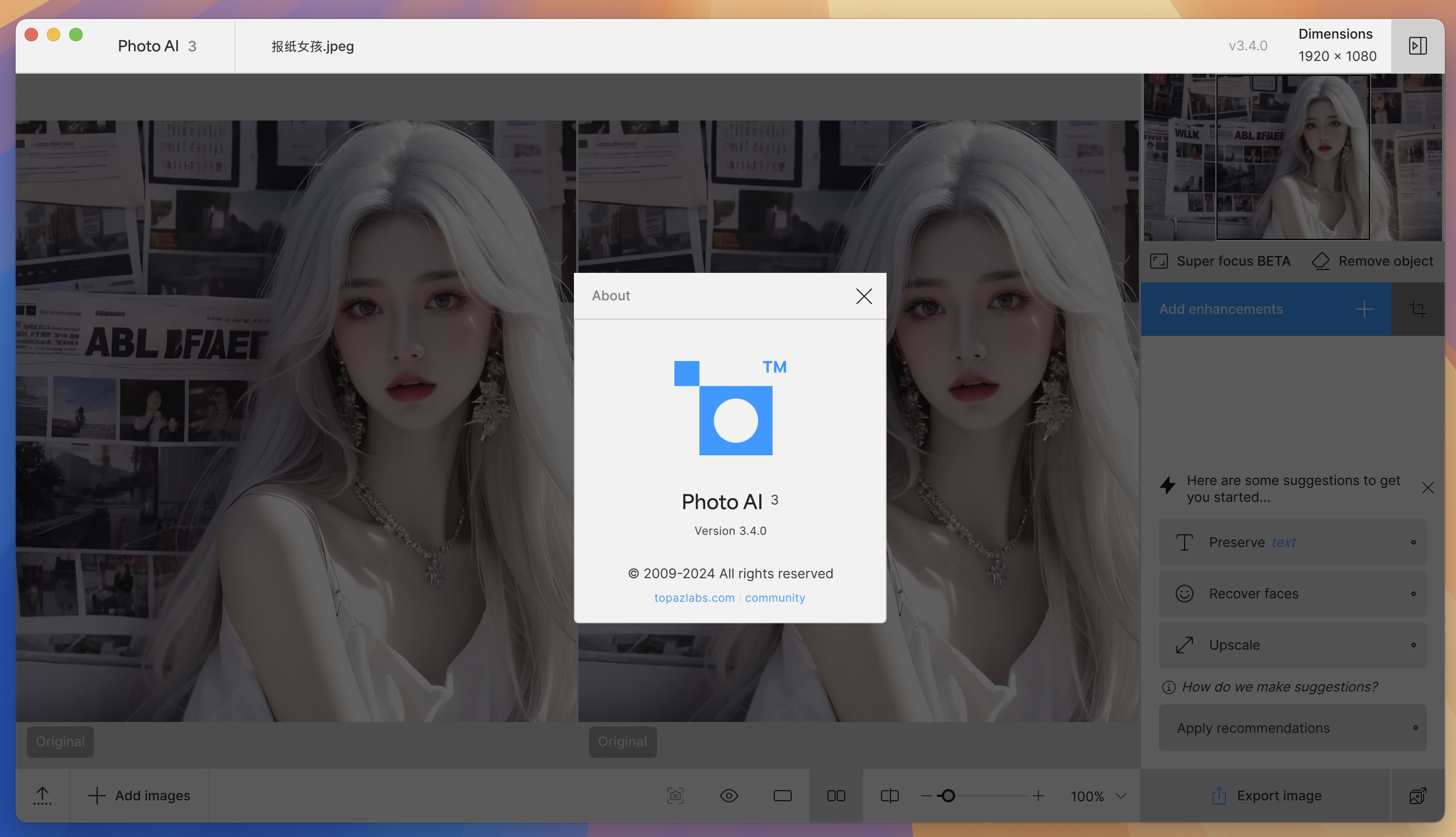 Topaz Photo AI for Mac v3.4.0 人工智能降噪软件 免激活下载-1