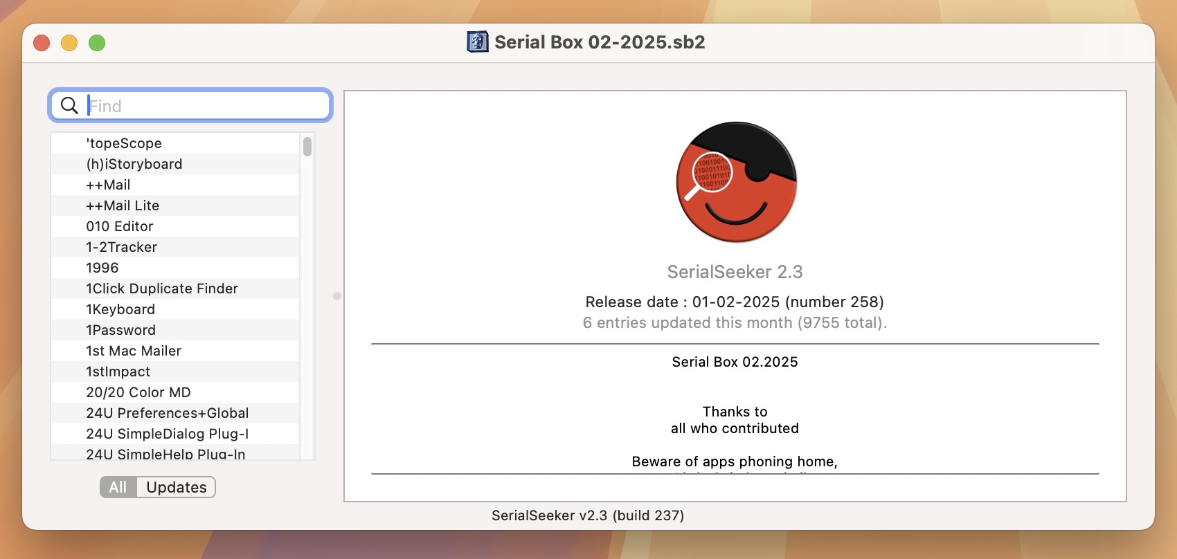 Serial Box & Serial Seeker for Mac v2025.2 软件序列号查询软件 免激活下载-1