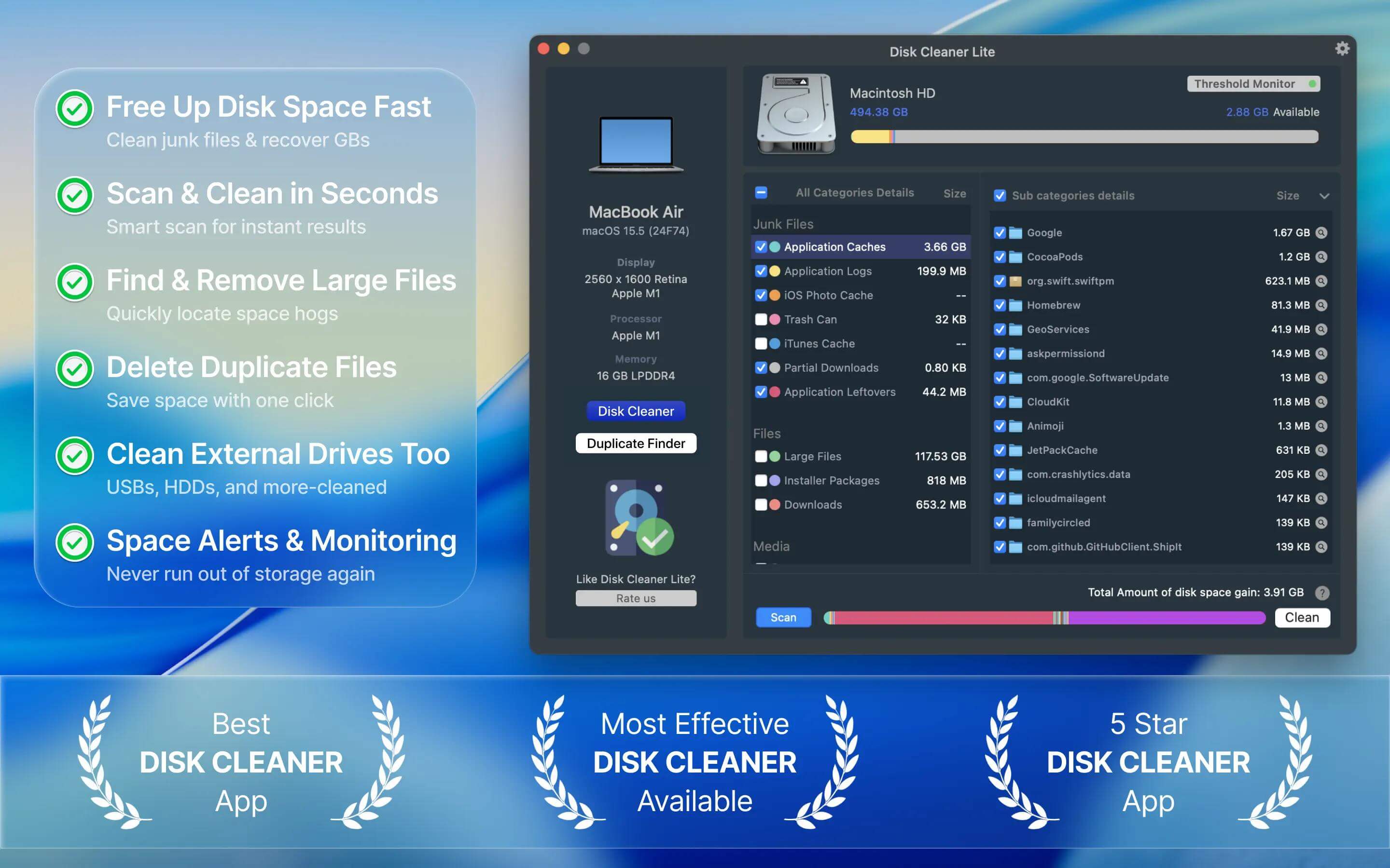 Disk Cleaner Lite for Mac v1.9 磁盘清理与系统优化工具 免激活下载-1 Disk Cleaner Lite for Mac v1.9 磁盘清理与系统优化工具 免激活下载-1